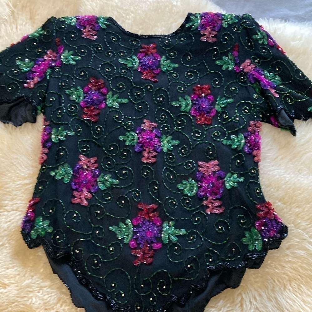 Beautiful beaded silk top size M